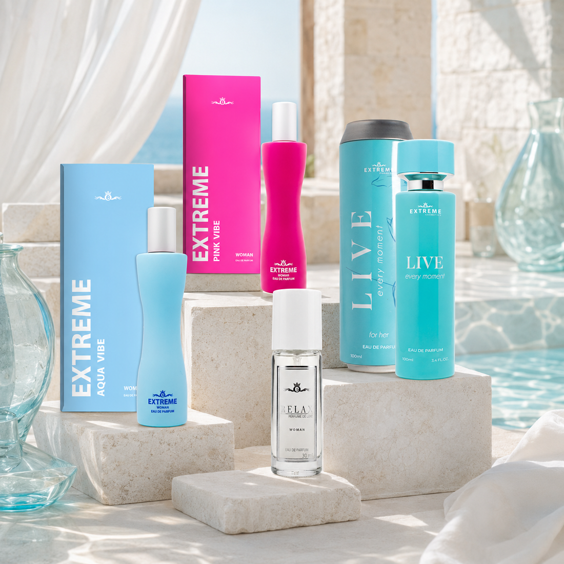 Ženski parfemi za leto Aqua Vibe, Pink Vibe, Live i Relax Woman