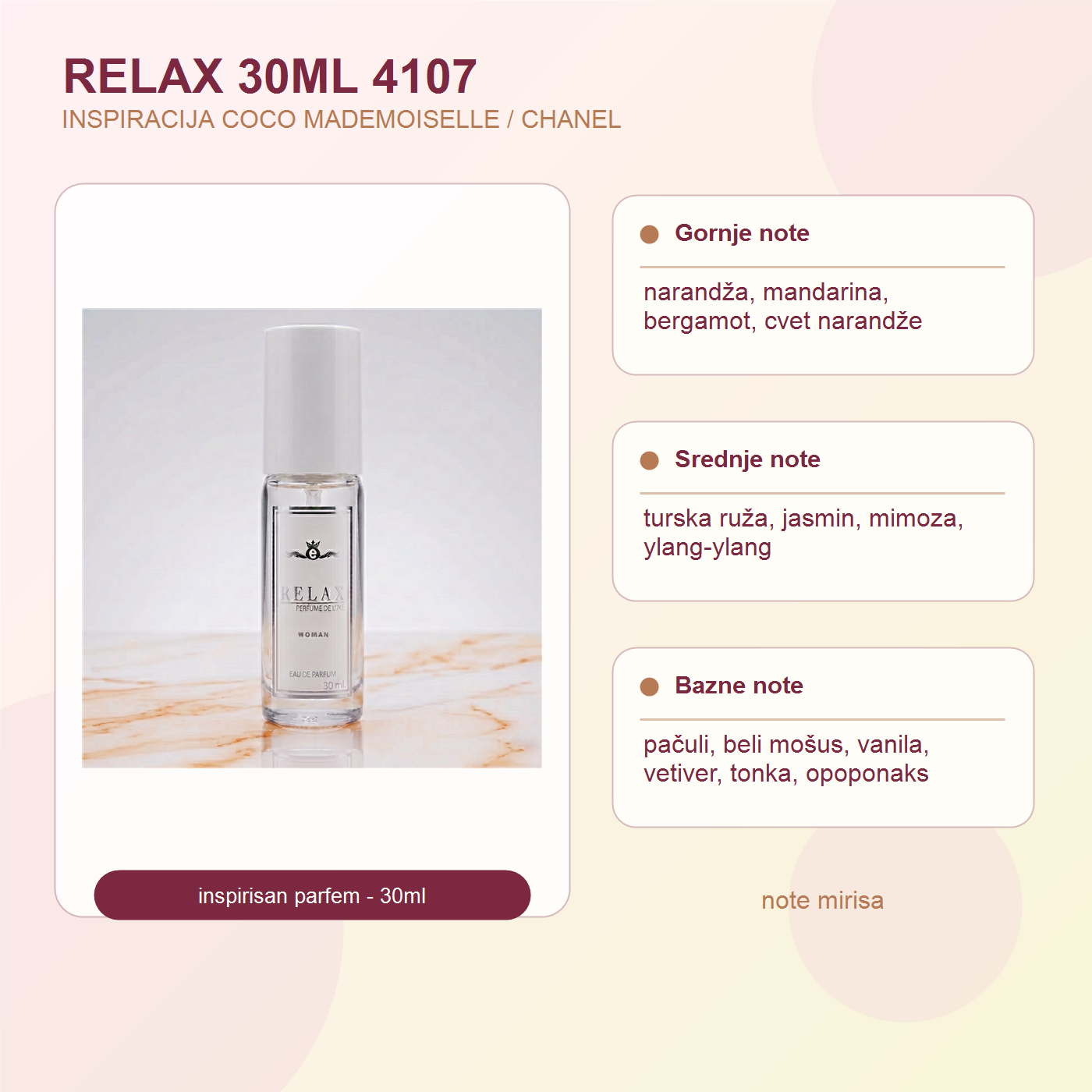 RELAX 30ML 4107 note mirisa - COCO MADEMOISELLE / CHANEL
