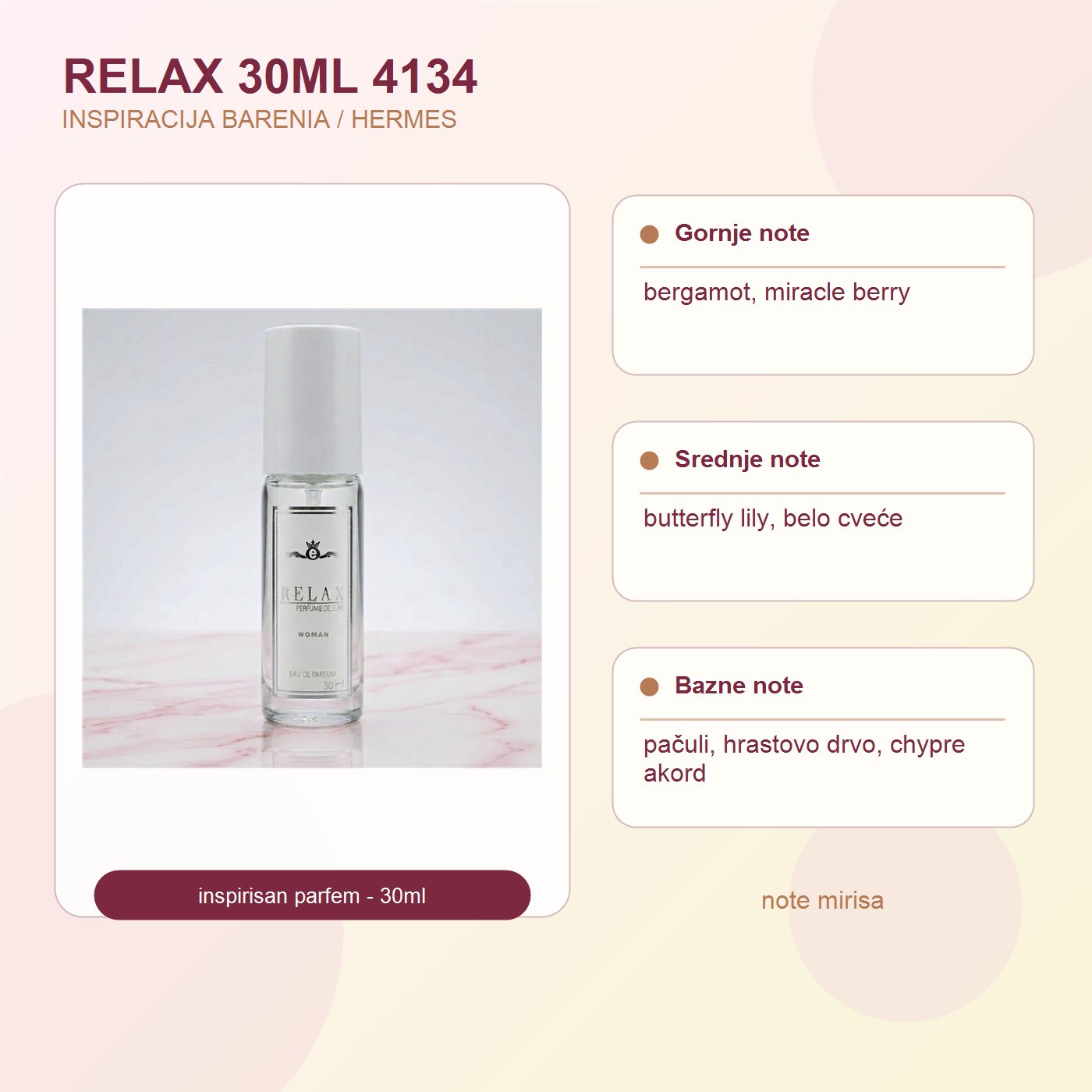 RELAX 30ML 4134 note mirisa - BARENIA / HERMES