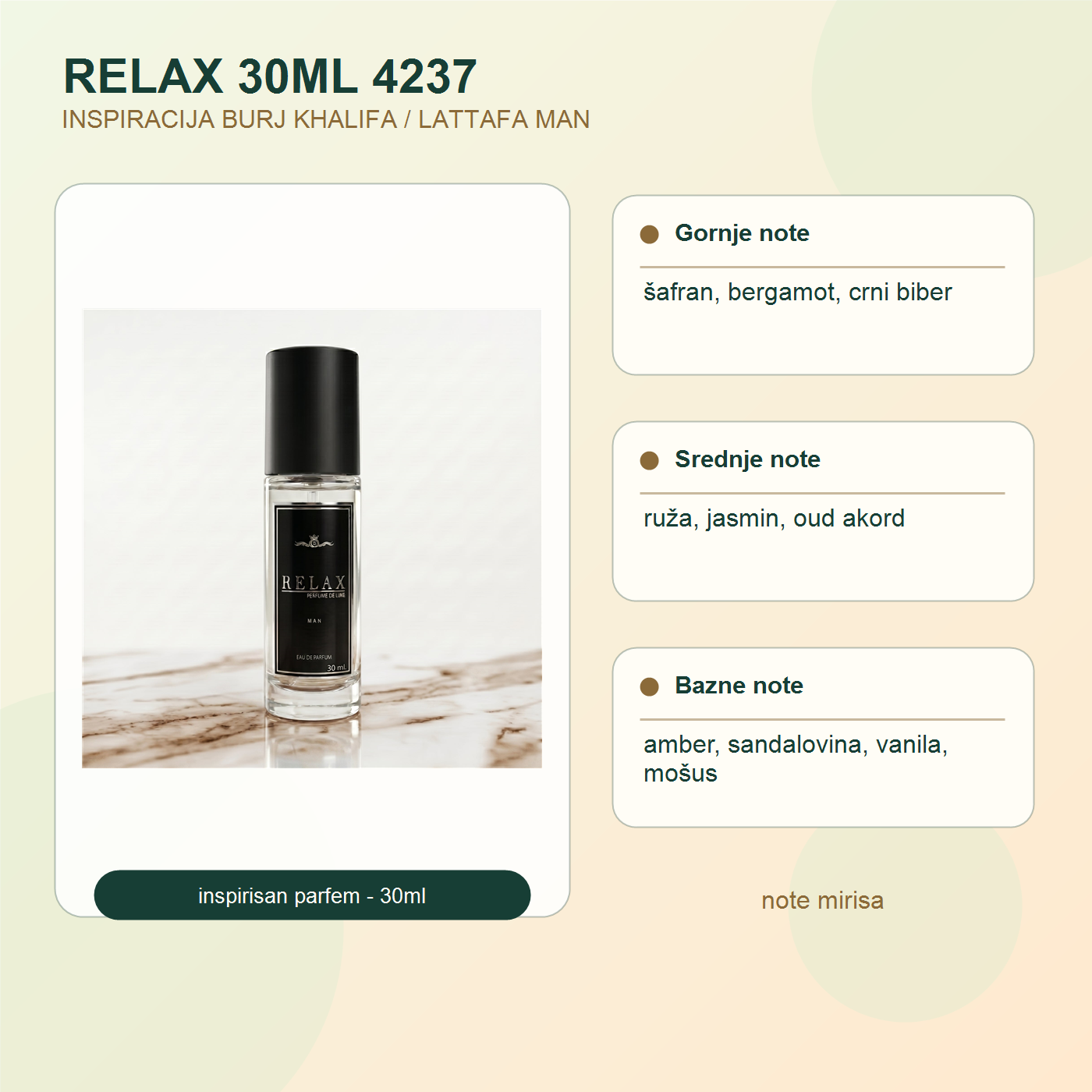 RELAX 30ML 4237 note mirisa - BURJ KHALIFA / LATTAFA MAN